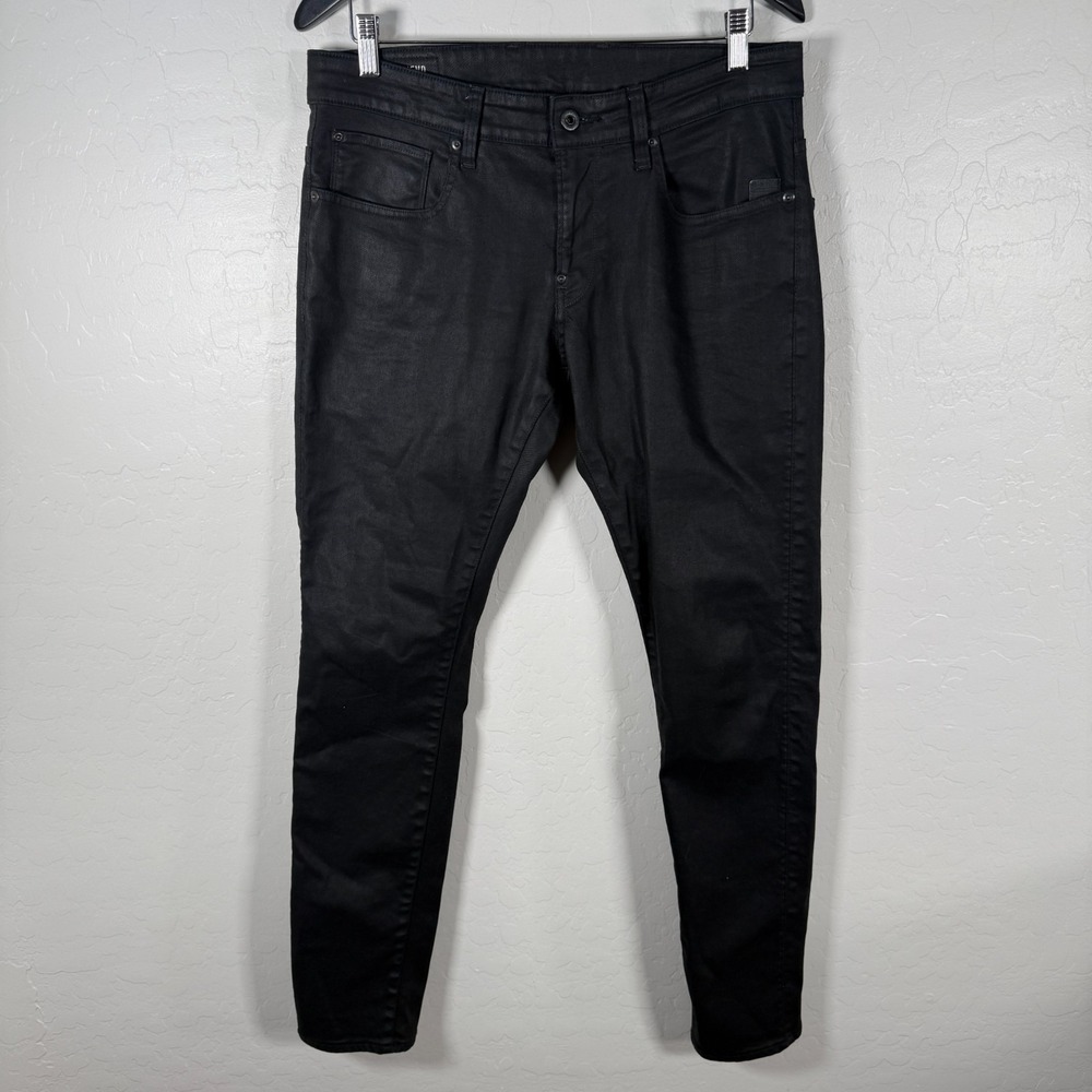 G Star Raw Jeans Mens‎ 33x32 Black Revend Super Slim Black Denim Coated Stretch